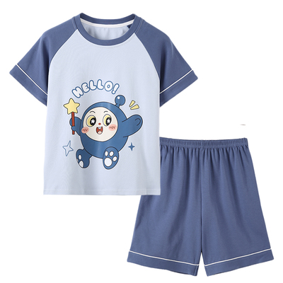 儿童睡衣男童纯棉蛋仔短袖夏天季