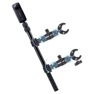 摩托车运动相机C型大力夹适用Insta360X5X4X3双头夹骑行固定支架