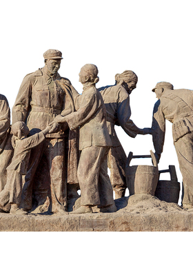 军民鱼水情玻璃钢仿铜园林