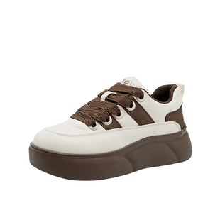 大东百搭圆头小白鞋女款2026新款爆款春季女鞋厚底休闲板鞋面包鞋