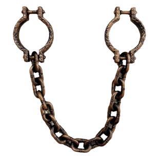 万圣节舞会派对表演道具影视囚犯新款古铜色手链脚链铁链镣铐锁链
