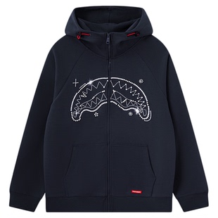 SprayGround鲨鱼嘴珍珠开衫卫衣男女款休闲宽松连帽拉链外套上衣