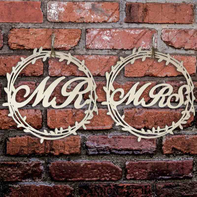 现货亚马逊婚礼挂件2件套创意座椅椅背婚庆吊饰结婚典礼字母木片