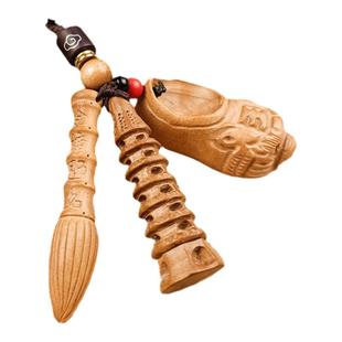 2024上岸桃木钥匙扣挂件文昌笔文昌塔葫芦随身破避小人鞋转运吊坠