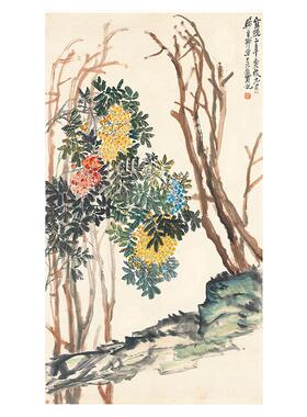 吴昌硕天竹图写意花鸟国画