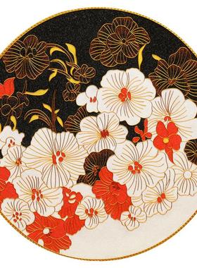 现代花卉瓷盘摆件掐丝珐琅彩入户客厅玄关坐盘景泰蓝手工桌面礼品