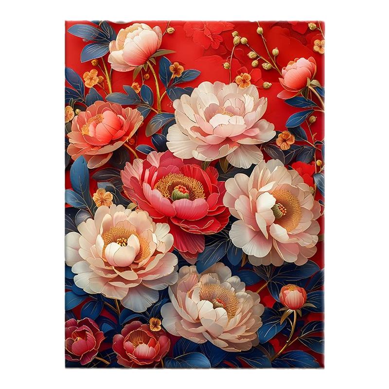 吉祥富贵牡丹绣球花数字油画