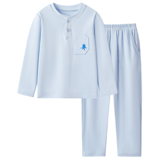 儿童睡衣春秋季套装男女中大童莱赛尔棉长袖抑菌防螨家居服空调服