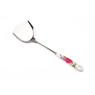 陶瓷炒菜铲子厨具家用漏勺厨房单个汤勺笊篱炊具加厚不锈钢锅铲子