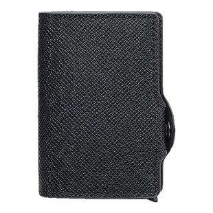 自动弹出式卡包RFID金属底按铝卡盒男女屏蔽防盗刷PU卡夹钱包一体