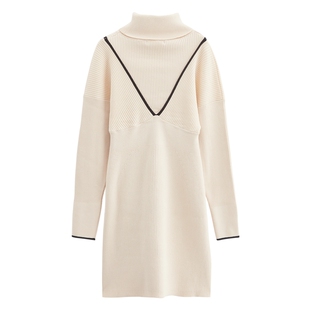 MOUSSY 冬季优雅气质通勤风高领针织连衣裙010FAK70-6970