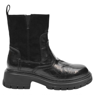 UDV真皮铅笔短靴女2025秋季新款切尔西机车短靴烟筒靴英伦风时尚