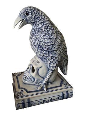 NEIGHBORHOOD乌鸦香炉NBHD陶瓷骷髅头香薰炉办公室复古家居摆件