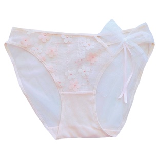 超仙新品!春漾怡人花朵立体亮片浪漫网纱蕾丝蝴蝶结镂空女生内裤