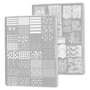 kaniu/卡妞美甲印花钢板蕾丝蝴蝶花朵格纹图案指甲油胶转印工具