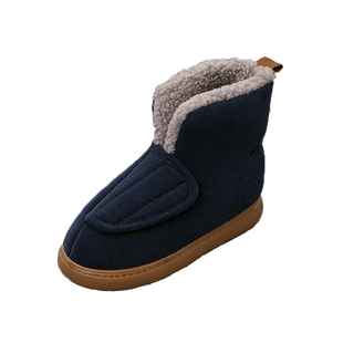 高帮包跟棉拖鞋男女老人冬加绒保暖家用牛筋厚底防滑中年外穿棉鞋