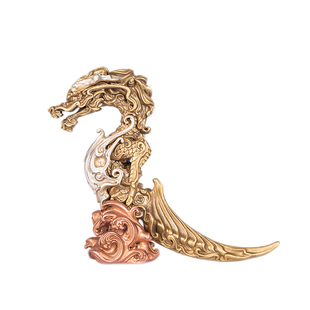 升龙茶刀丨琢匠原创国风全铜桌面摆件文玩手把件中式茶具茶饼撬刀