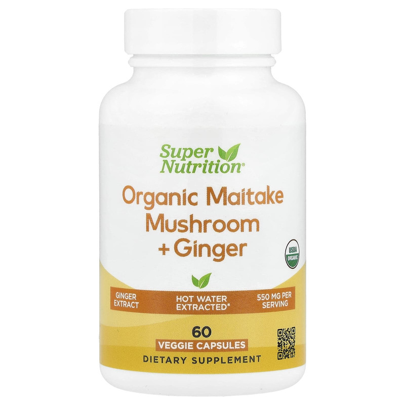 Super Nutrition,有机白桦茸+生姜,60 粒素食胶囊
