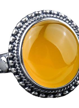 diy925纯银绿松石琥珀戒指空托