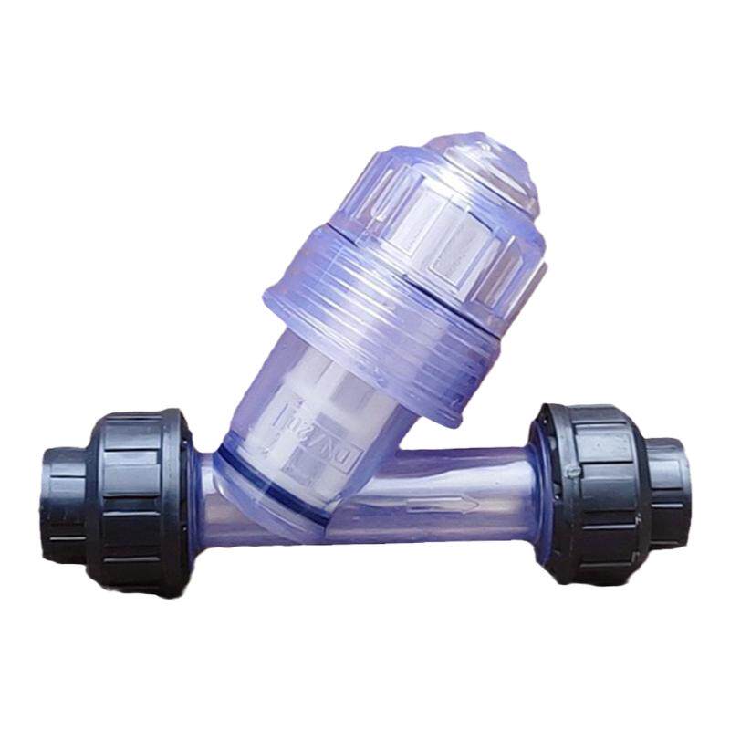 30目/60目/90目滤网UPVC管道式Y过滤器 液体塑料 全透明Y型过滤器