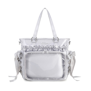 AORDA 丝带银色痛包双肩高级感大肠痛20cm娃包大容量斜挎单肩吧唧