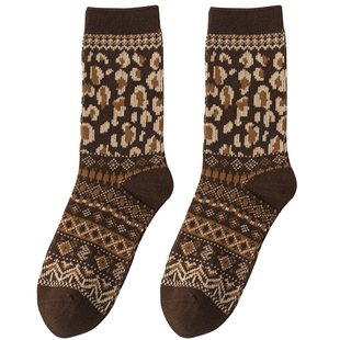 优质纯棉中筒袜子女士秋冬季全棉防臭美拉德厚款保暖复古长袜无骨