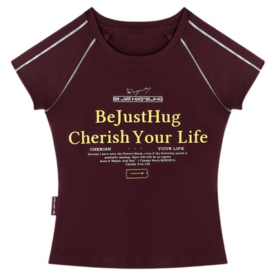 BJHG美式复古凉感短袖女t恤