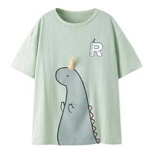 LIVHEART乐町联名恐龙睡衣可外穿夏季情侣家居服短袖女生棉
