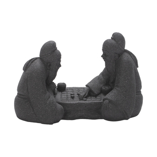 对弈老者摆件迷你下棋老者创意小摆件复古桌面装饰茶宠摆件可养
