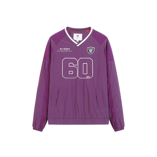 NFL美橄超级碗突袭者队卫衣美式运动训练暗紫色V领速干jersey球衣