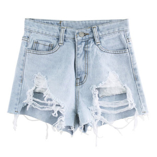 当天发 韩国代购正品 2024夏 AP525性感做旧破洞毛边高腰牛仔短裤