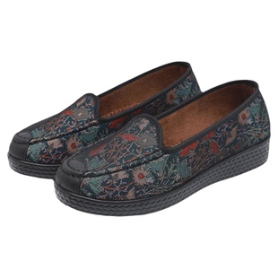 妈妈鞋冬季老北京布鞋女加绒二棉鞋女款中老年一脚蹬女鞋保暖防滑