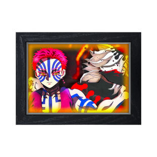 鬼灭之刃3d灯光立体画猗窝座vs童磨动漫周边桌摆摆台装饰画礼物