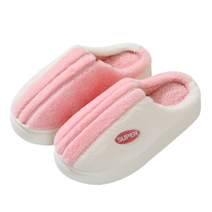 买一送一棉拖鞋女士冬季情侣室内居家用加绒保暖防滑厚底毛拖鞋男