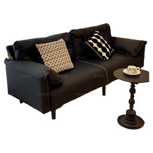 猫抓皮沙发客厅2026新款黑色中古风小户型公寓直排云朵布艺沙发