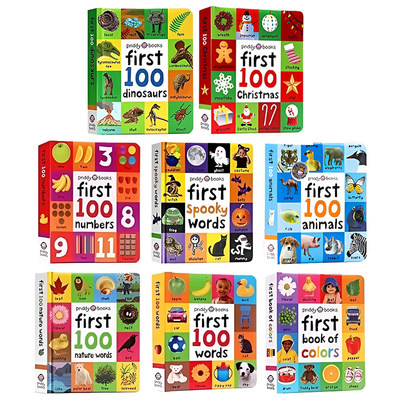 First 100系列8册全套 英文原版 Christmas/Colors/Numbers/ Dinosaurs/Animals/Shapes 亲子阅读启蒙纸板书 图解字词典 撕不烂