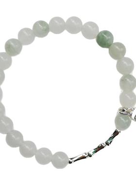 JUZITU天然翠玉银竹节手链女款