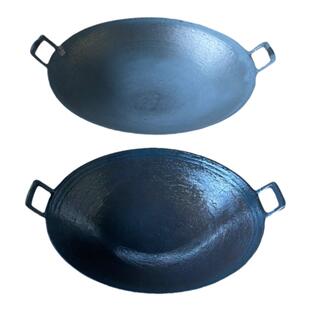 双耳老式生铁锅物理不粘锅无涂层双耳圆底平底家用商用免费开锅