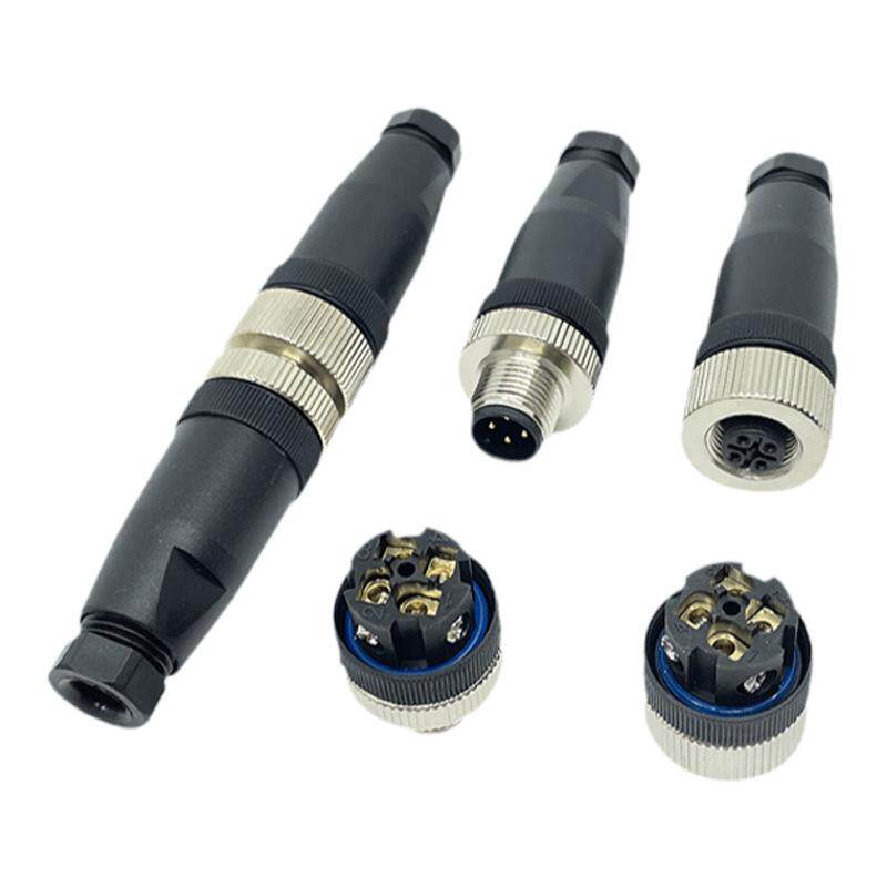 M12连接器 航空插头传感器4针5孔8芯 免焊接公母防水接组装式插件