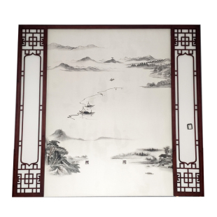 新中式电视背景墙格栅PVC仿古镂空雕花板边框装饰条木雕花格定制