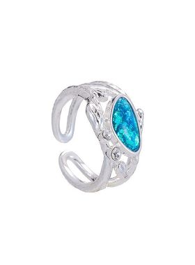 复古轻奢月光石开口情侣戒指