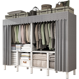 折叠免安装简易布衣柜卧室家用加厚加粗全钢架新款出租房结实耐用