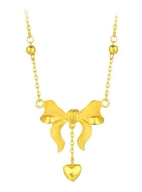 黄金色蝴蝶结在逃公主锁骨链纯银