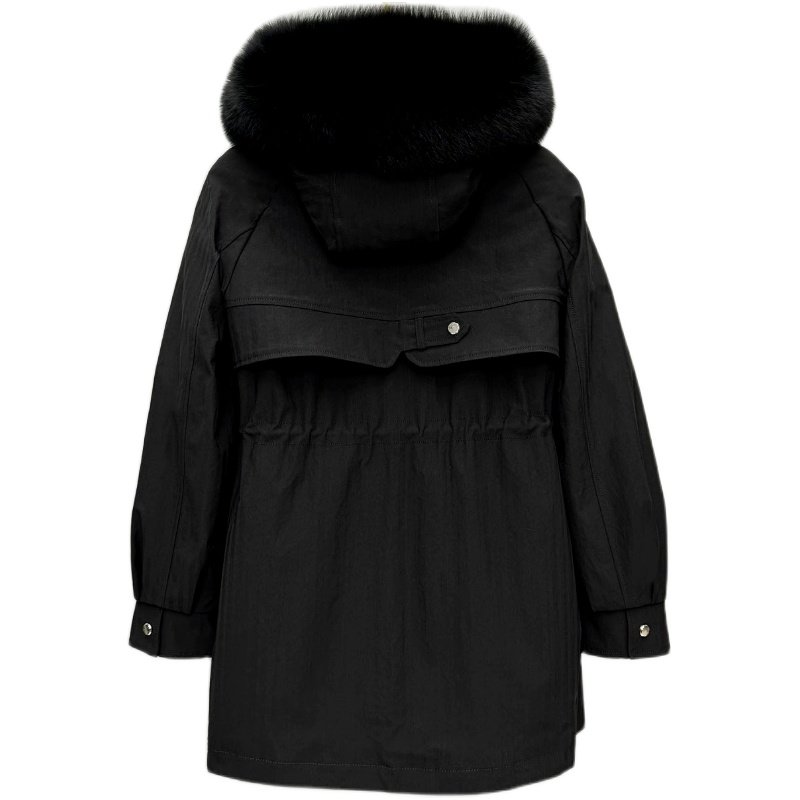 真皮真毛可拆卸獭兔内胆派克服女