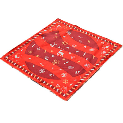 礼物雪花麋鹿铃铛卷边丝巾围巾