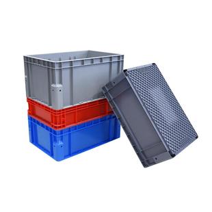 EU物流箱加强底大号加厚塑料周转胶箱长方形灰色工业立体库收纳箱
