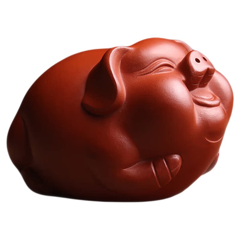 宜兴原矿紫砂茶宠摆件招财福猪名家张海玲纯全手工茶玩精品可养