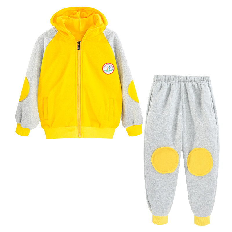 幼儿园园服卫衣连帽加厚小学生校服儿童拉链春秋冬装班服补丁纯棉