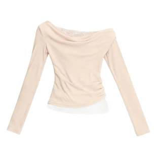 fragileheart易碎商店·初焙私语法式慵懒打底衫纯欲荡领内搭上衣