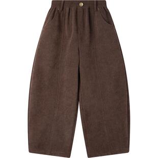 MUCMUKN【榛果暖冬】复古灯芯绒弯刀裤加绒保暖长裤女童冬季新款